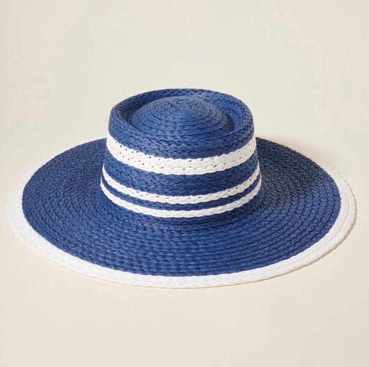 Blue & White Straw Hat