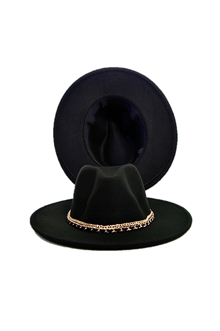 Fedora with a Gold Chain Band